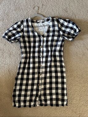 LOFT Black and White Buffalo Check Dress
